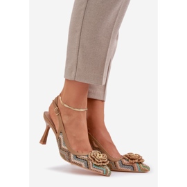 Plecione Szpilki Z Odkrytą Piętą Brązowe 1