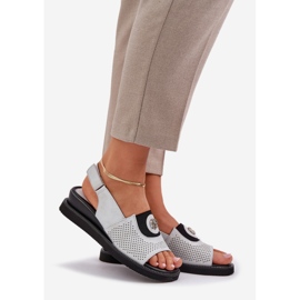 Jezzi Sandały Damskie Na Koturnie Srebrne z Ozdobą srebrny 1