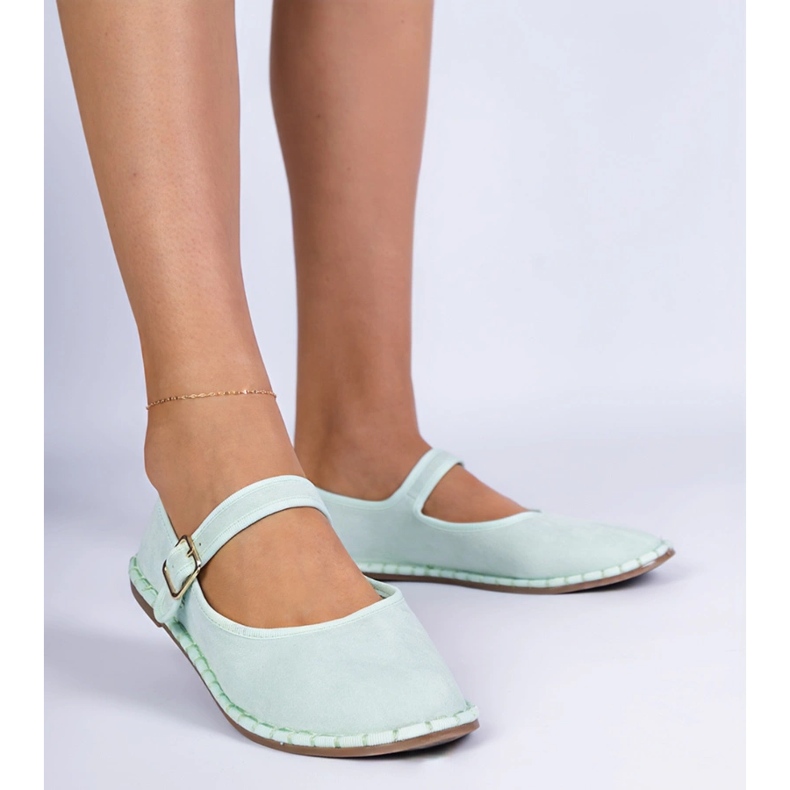 Zielone damskie balerinki z zapięciem 1