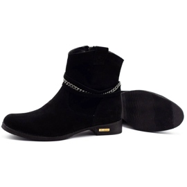 Olivier Botki damskie ocieplane z łańcuszkiem Luna czarne 1