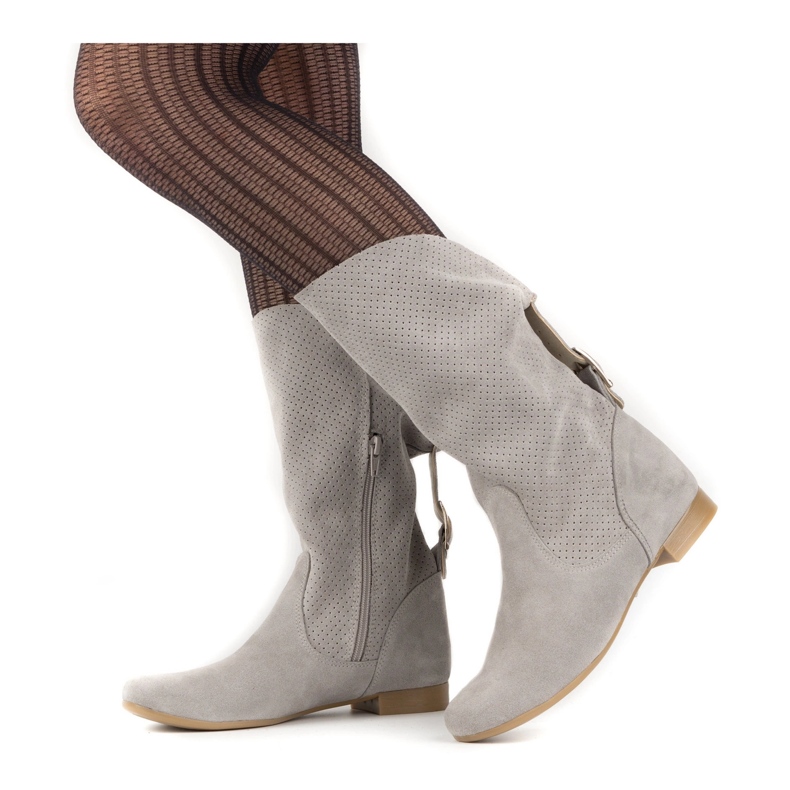 Olivier Ażurowe botki Elena szare 1