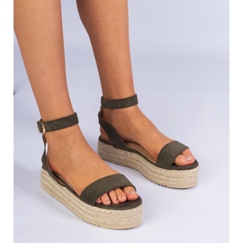 Zielone sandałki espadryle na platformie 4