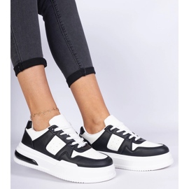 Czarno-białe sneakersy damskie na grubej podeszwie 2
