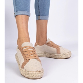 Brązowe damskie espadryle sznurowane 1