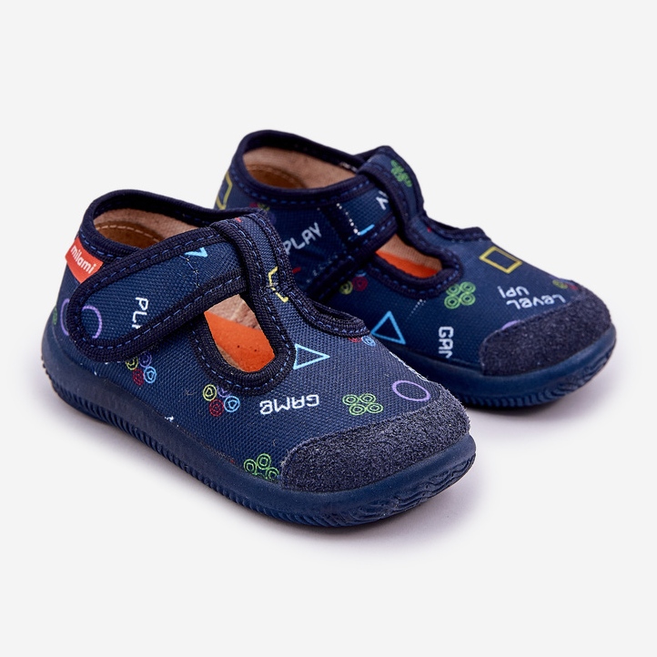 Kapcie Milami Dziecięce Elastyczne Na Rzepy Granatowe niebieskie 1