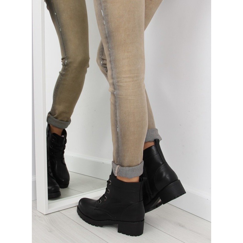 Botki glany sznurowane czarne HQ891 black 2