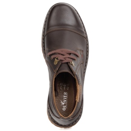 Buty męskie skórzane OLIVIER 312GT z przeszytym noskiem ciemno brązowe 6