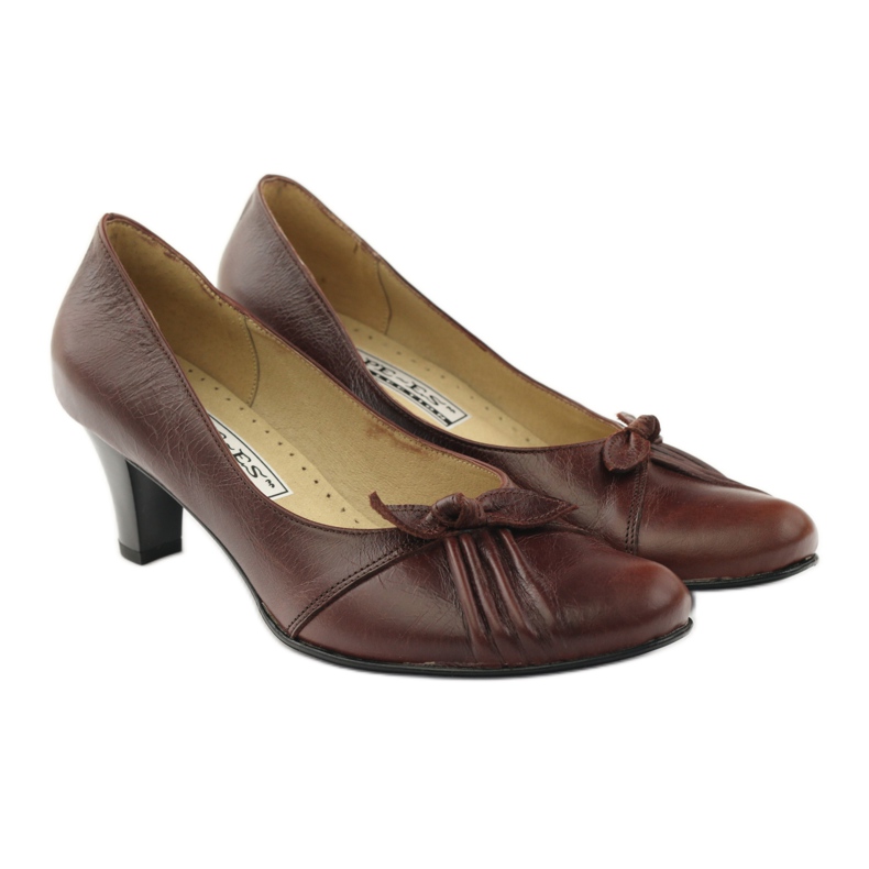 Czółenka Skórzane Brązowe PEES 4