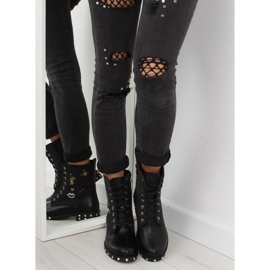 Botki z filcową cholewką czarne black 1