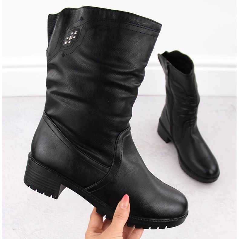Botki damskie ocieplane wysokie czarne Filo Donna Z24-43 1
