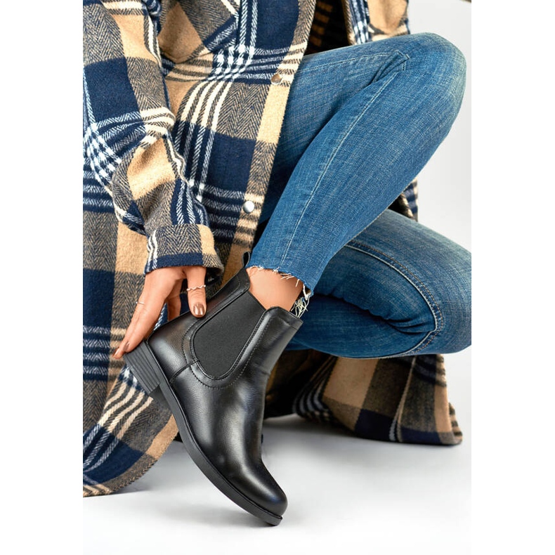 Botki damskie klasyczne ocieplane sztyblety czarne MR-15B 1