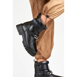 Śniegowce damskie z łańcuszkiem na rzep czarne JH-5B 2