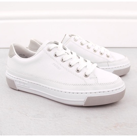 Skórzane buty sportowe damskie białe Rieker L8847-80 9