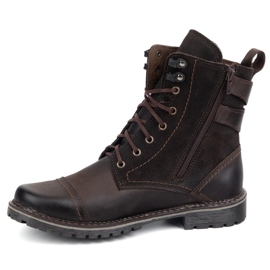 Olivier Buty męskie sztyblety militarne motocyklowe skórzane 83KZ brązowe 1