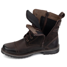 Olivier Buty męskie sztyblety militarne motocyklowe skórzane 83KZ brązowe 6