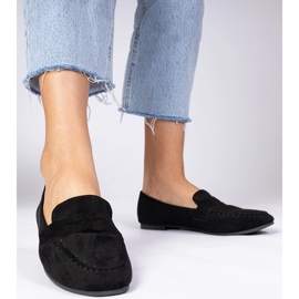 Czarne eleganckie mokasyny z ekozamszu 3