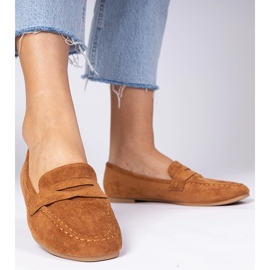 Brązowe eleganckie mokasyny z ekozamszu 2