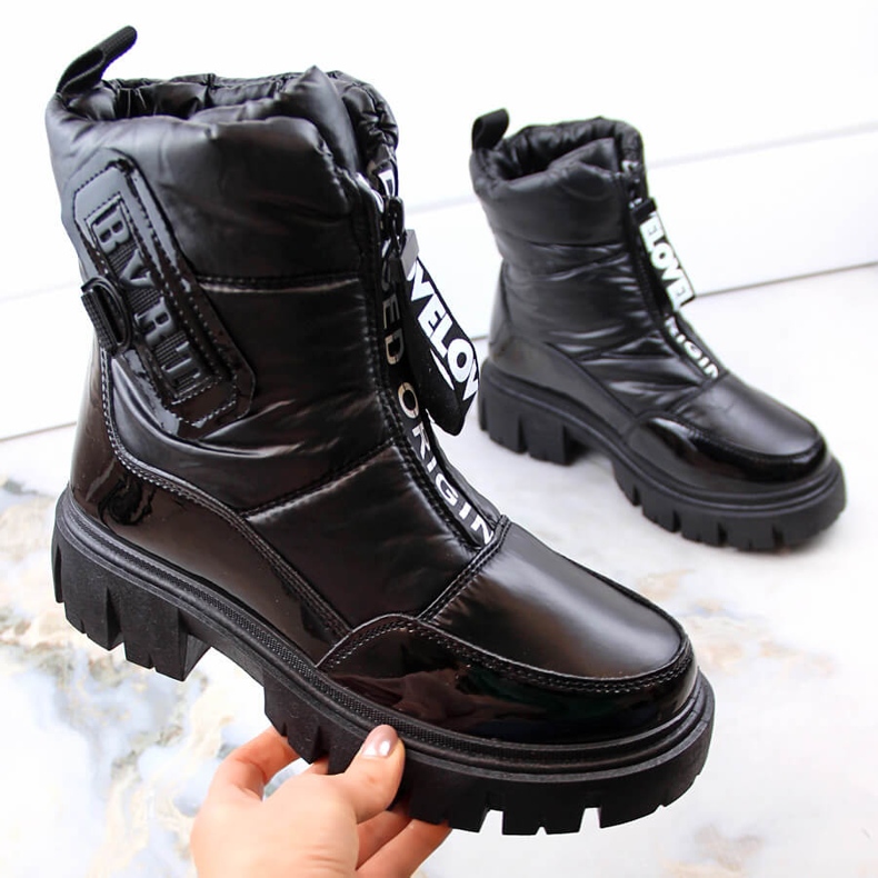 Śniegowce botki damskie na suwak ocieplane czarne Filippo DBT4960 1