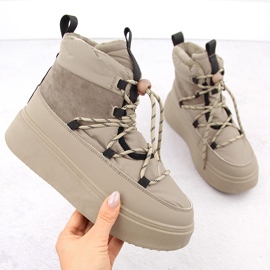 Śniegowce damskie botki na pltformie beżowe Potocki 72302 beżowy 1