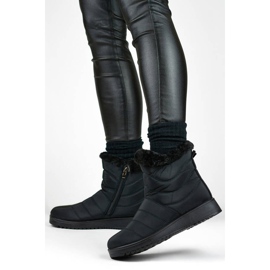 Śniegowce damskie botki ocieplane z futerkiem czarne W76B 2