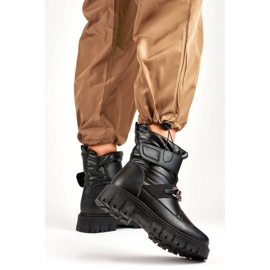 Śniegowce damskie z łańcuszkiem na rzep czarne JH-5B 1