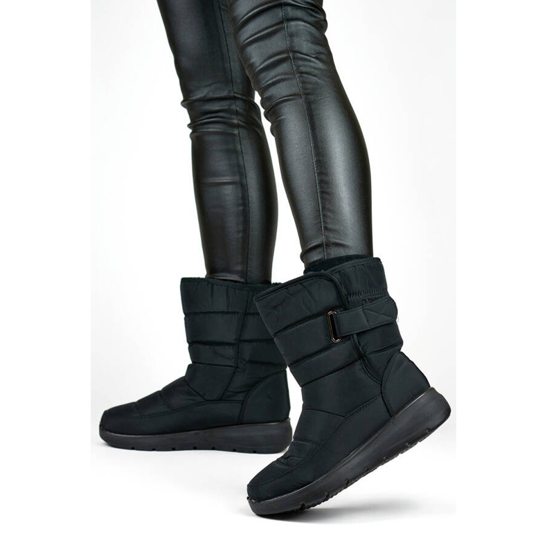 Śniegowce damskie na rzep ocieplane czarne 22T48B 2