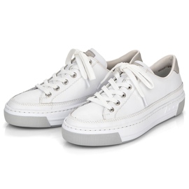 Skórzane buty sportowe damskie białe Rieker L8847-80 4