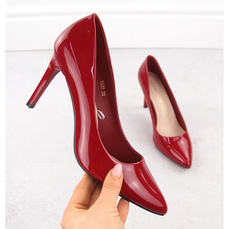 Czółenka szpilki lakierowane czerwone Sergio Leone 1339 1