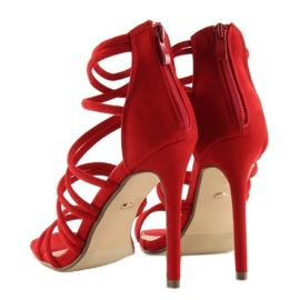 Sandałki na szpilce czerwone LE039 red 2
