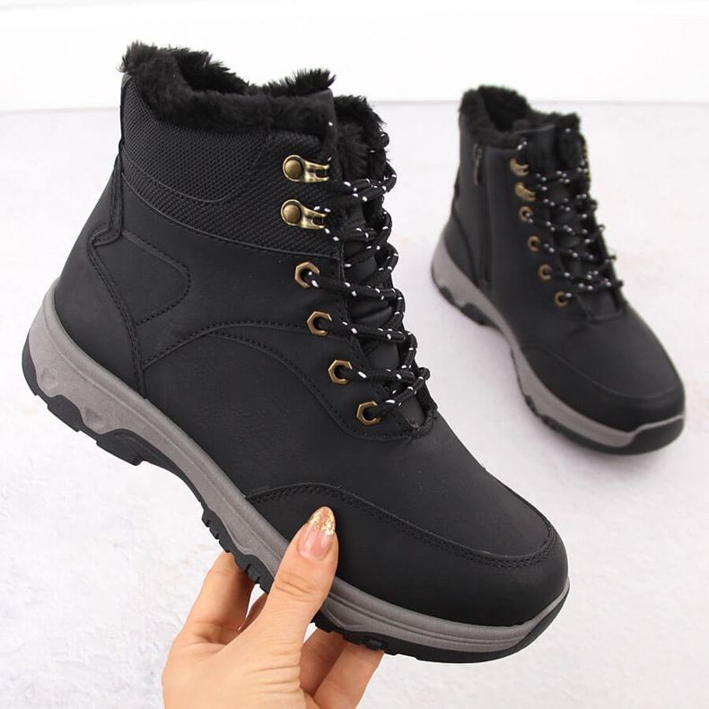 Trapery ocieplane botki trekkingowe czarne Vanhorn 16318 1