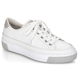 Skórzane buty sportowe damskie białe Rieker L8847-80 7