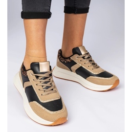 Czarne sneakersy damskie z brokatem o zwierzęcym wzorze 2