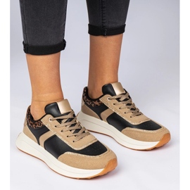 Czarne sneakersy damskie z brokatem o zwierzęcym wzorze 3