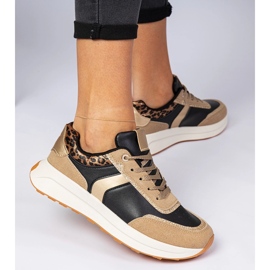 Czarne sneakersy damskie z brokatem o zwierzęcym wzorze 4