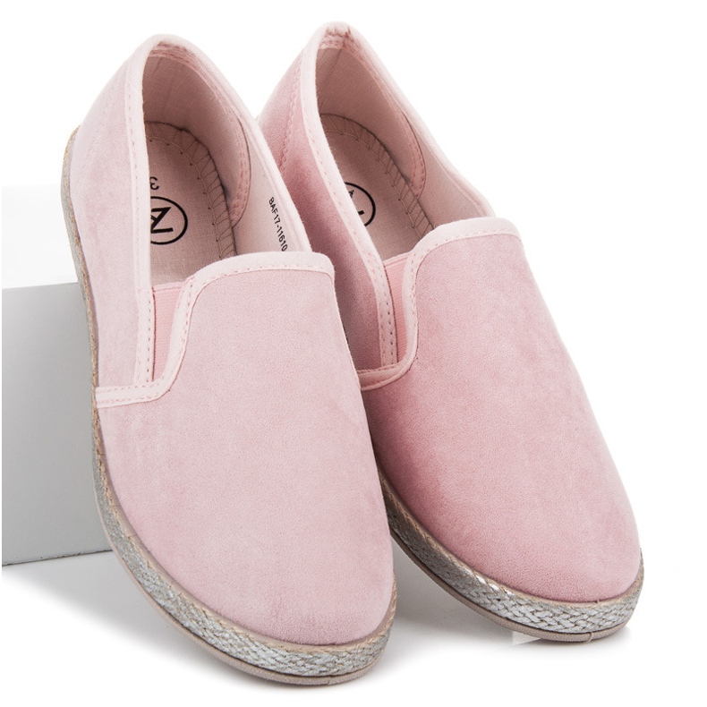 Mckeylor Zamszowe espadryle slip on różowe 2