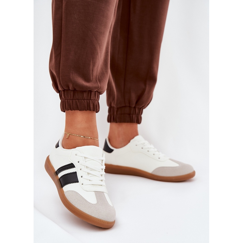 Niskie Sneakersy Damskie Z Eko Skóry Białe 2