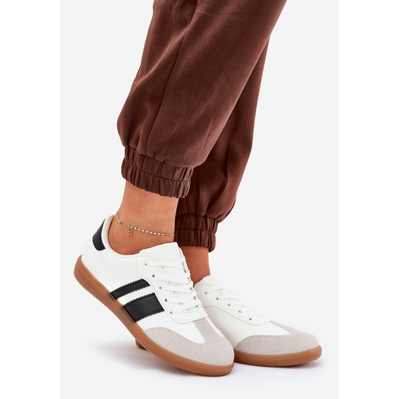 Niskie Sneakersy Damskie Z Eko Skóry Białe 1