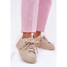Sneakersy Damskie Ze Zdobieniem Na Platformie Beżowe beżowy 6