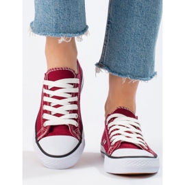 SHELOVET Bordowe Trampki czerwone 2