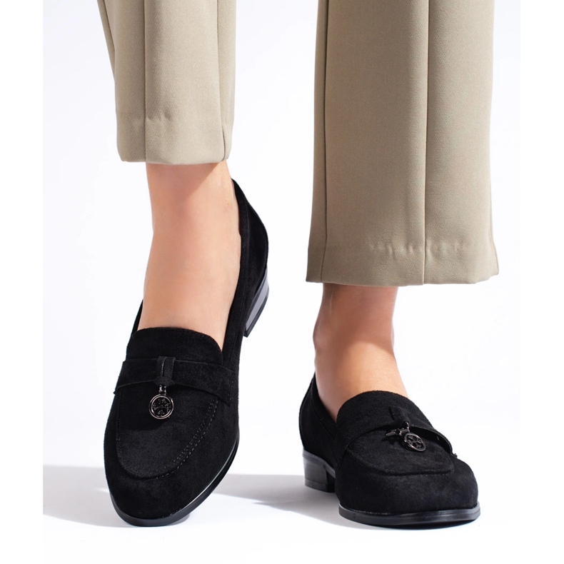 W. Potocki Lordsy damskie Potocki zamszowe czarne 1