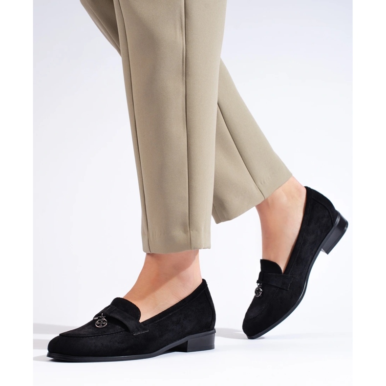 W. Potocki Lordsy damskie Potocki zamszowe czarne 2