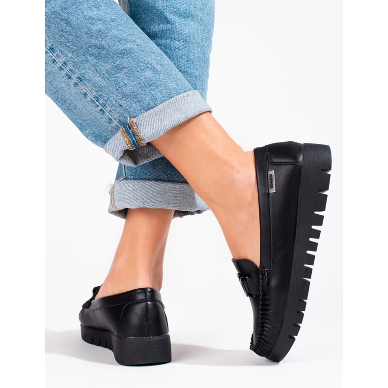 Czarne mokasyny damskie na platformie 2
