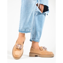 W. Potocki Beżowe damskie zamszowe mokasyny Potocki beżowy 1