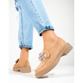 W. Potocki Beżowe damskie zamszowe mokasyny Potocki beżowy 2