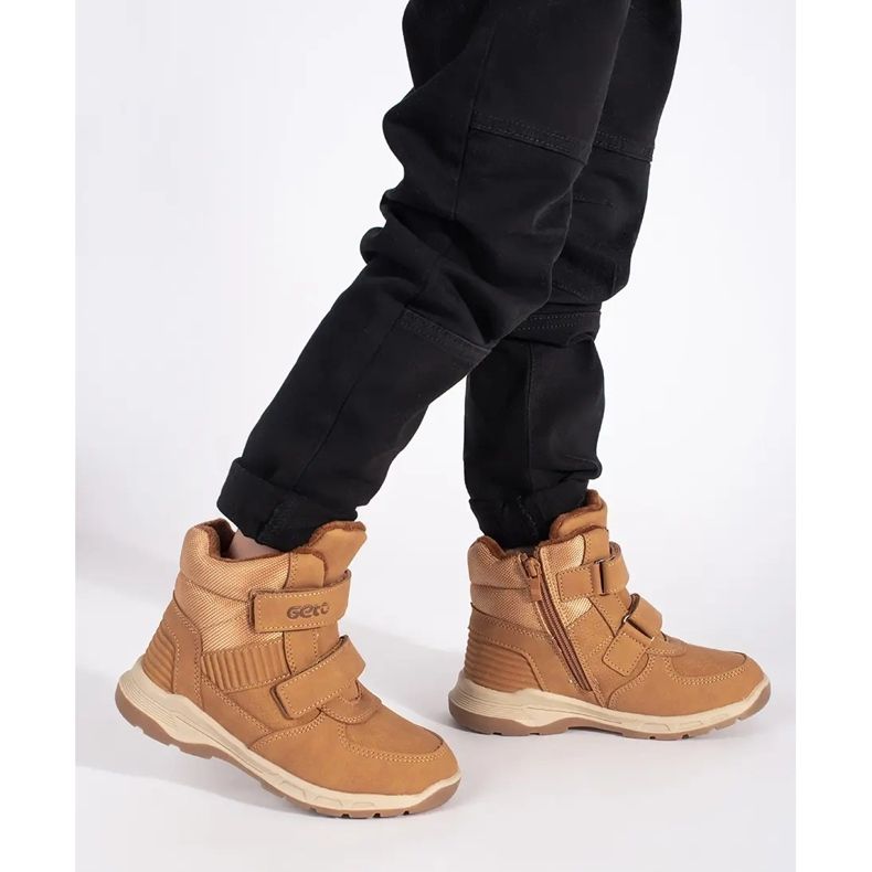 Ocieplane chłopięce trzewiki na rzepy brązowe 2