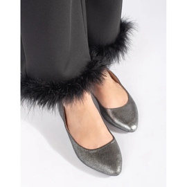 Szare brokatowe baleriny damskie 2