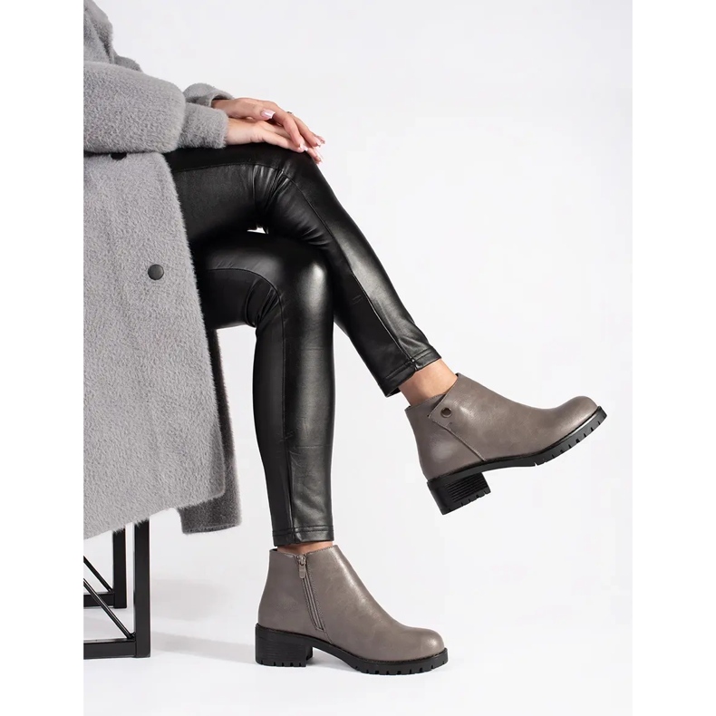 Szare botki z Eko-skóry Ocieplane 2