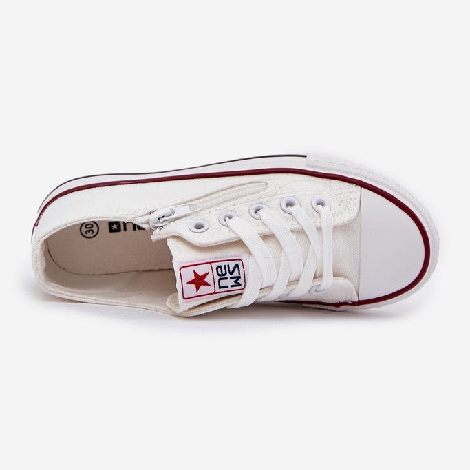 Dziecięce Niskie Trampki Sznurowane Białe 1