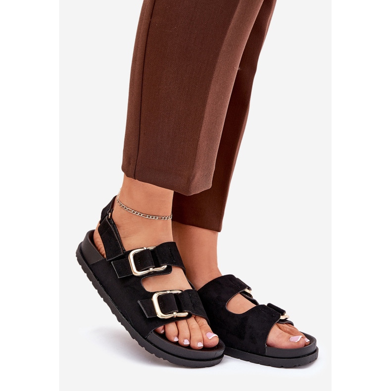 Sandały Damskie Z Klamrami Czarne 1