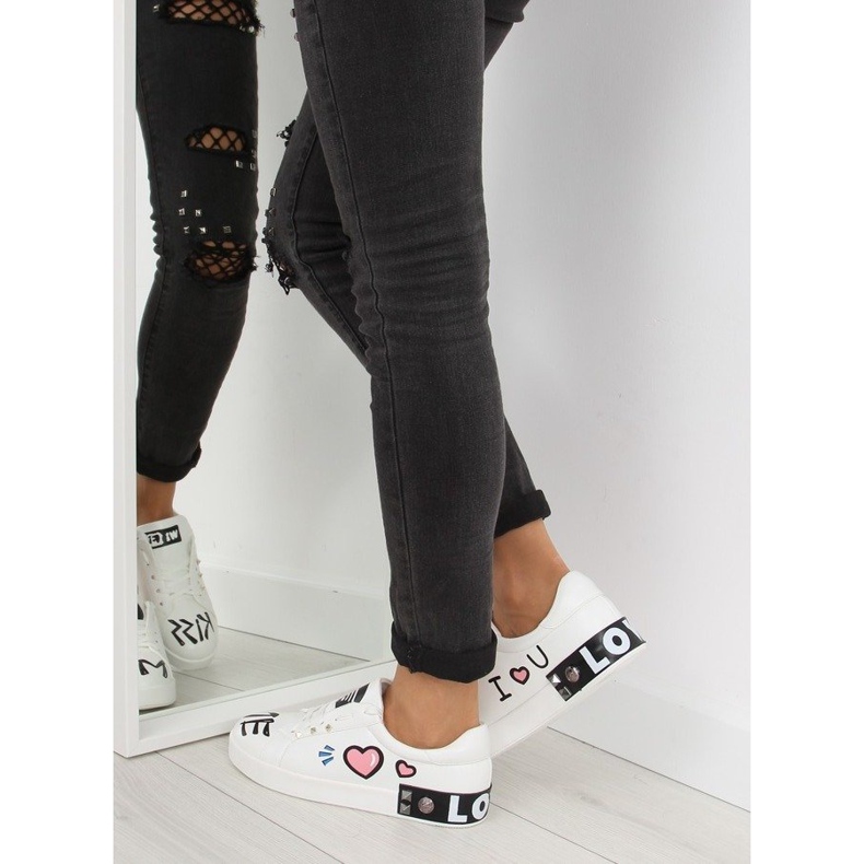 Trampki z napisami białe T302 White 1